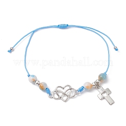 Pulseras de cuentas trenzadas de jade blanco teñido natural&nbsp;BJEW-JB09823