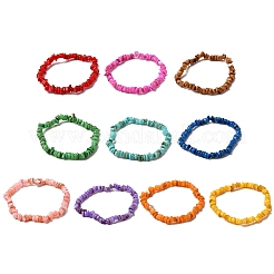 10 pulsera elástica con cuentas de concha de agua dulce natural teñida en 10 colores para hombres y mujeres&nbsp;BJEW-JB12478