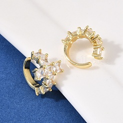 Серьги-каффы с прозрачными кубическими цирконами и микропаве из латуни&nbsp;EJEW-F400-19G