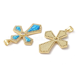 Porte micro ouvrent pendentifs zircone cubique en laiton de placage&nbsp;KK-P268-17I-G