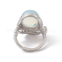 Овальное регулируемое кольцо с драгоценным камнем&nbsp;RJEW-P041-01P