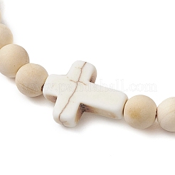 4 bracelet extensible en perles de bois naturel pour femme&nbsp;BJEW-JB11338