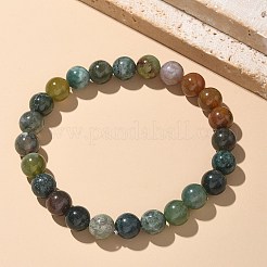 Pulseras de estiramiento de cuentas naturales de ágata india&nbsp;X-BJEW-K212-B-010