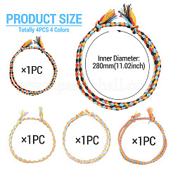 4 pulsera trenzada de cordón de algodón bohemio de 4 colores&nbsp;BJEW-TA0001-26