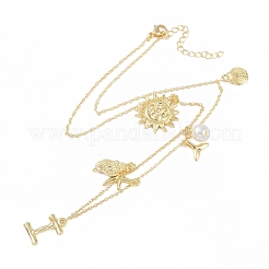 Collane con ciondolo iniziale a forma di conchiglia placcate in oro 18k stile bohémien estivo da spiaggia&nbsp;IL8059-9