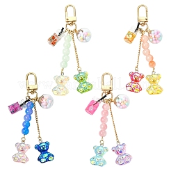 Colgante decorativo de resina y vidrio con forma de oso&nbsp;HJEW-YW00063-01