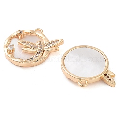 Подвески в виде стрекоз из латуни с микропаве из прозрачного кубического циркония&nbsp;KK-U028-14G