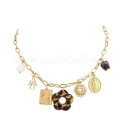 Colliers plastron à plusieurs pendentifs en acier inoxydable 304&nbsp;SA-CBA717A-03G-01