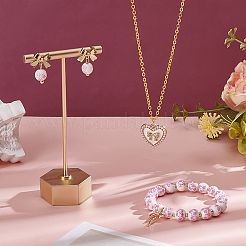 Ensemble de boucles d'oreilles et bracelet en alliage émaillé avec perles en porcelaine et pendentifs en laiton micro pavés de zircones cubiques transparentes&nbsp;SJEW-ME00002