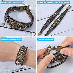 Кожаные многожильные браслеты с широким шнуром&nbsp;BJEW-WH20009-04