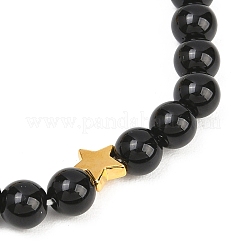 12 Sternzeichen natürliche schwarze Obsidian runde Perlen Stretch-Armbänder für Männer Frauen&nbsp;WG228FC-09