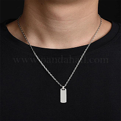 Pendentifs rectangulaires vierges estampés en acier inoxydable 304&nbsp;STAS-LP0002-74P