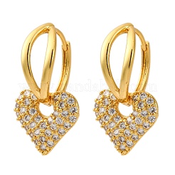Orecchini a cerchio in ottone con zirconi cubici chiari micro pavè&nbsp;EJEW-D322-08G