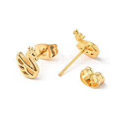 Маленькие серьги-гвоздики в форме лебедя из нержавеющей стали 304 с булавками из нержавеющей стали 316 для женщин&nbsp;EJEW-J043-14G