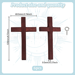 6шт деревянный крест настенный декор&nbsp;AJEW-GO0002-23A