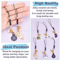 Подвеска из сплава с эмалью в форме кошки&nbsp;HJEW-OC00001