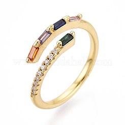 Манжеты из латуни с микро паве кубический цирконий для женщин&nbsp;KK-T071-79G