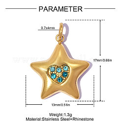 Pendentifs en acier inoxydable 304 ornés de strass saphir clair&nbsp;RB-OY001-26G
