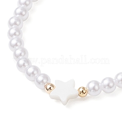 3 шт. 3 стиля АБС-пластиковые искусственные жемчужные бусины и ракушечные бусины эластичные браслеты для женщин&nbsp;BJEW-JB11798