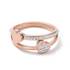 Anillo de dedo de corazón de rhinestone de cristal&nbsp;RJEW-D120-03B-RG