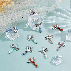 30 шт. подвески в виде стрекозы в двух стилях из натурального содалита&nbsp;PALLOY-FH00164