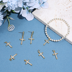 8 pièces en laiton micro pavé pendentifs en zircone cubique claire&nbsp;KK-SC0007-99