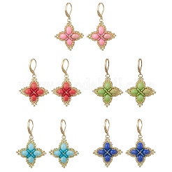 Ohrringe mit Kleeblatt-Glassamen und synthetischem Imperial-Jaspis&nbsp;EJEW-MZ00658