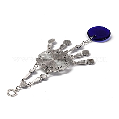 Синий плоский круглый с дурным глазом подвесной светильник украшение&nbsp;HJEW-Z005-02AS