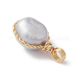 Подвески из медной проволоки с натуральным культивированным пресноводным жемчугом&nbsp;PALLOY-JF02201-03