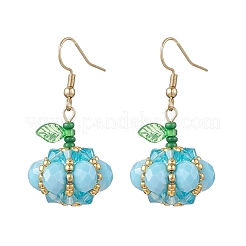 Boucles d'oreilles pendantes en forme de citrouille en acier inoxydable 304&nbsp;EJEW-MZ00514-04