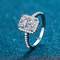 Anelli da dito in argento sterling placcato rodio con micro pavé da 925 mm e zirconi cubici color smeraldo per donna&nbsp;WG8E258-85
