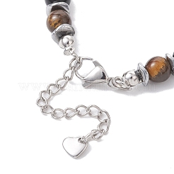 Браслеты из бусин из натурального тигрового глаза&nbsp;BJEW-JB12941-01