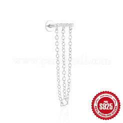 Orecchini a cartilagine in argento sterling con micro pavé di zirconi cubici trasparenti e catene con nappe&nbsp;FS-WGA2317-08