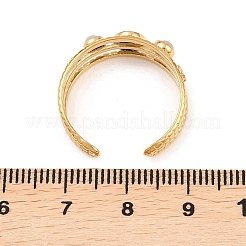 Кольцо-манжета с натуральным розовым кварцем и плоским круглым открытым сердечником&nbsp;RJEW-B039-02G-09-01