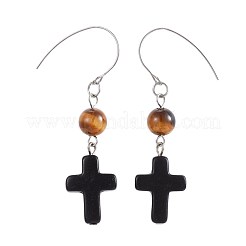 Naturale pietra mista orecchini pendenti&nbsp;EJEW-JE02975