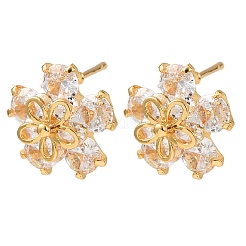 Boucles d'oreilles en laiton avec zircone cubique pour femmes&nbsp;EJEW-F418-11G