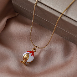 Weihnachtshalsketten mit Apfelanhänger aus emailliertem Edelstahl 304 für Damen&nbsp;TR7929