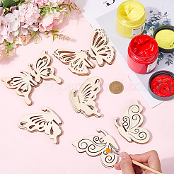 Бабочка незаконченные деревянные украшения для поделок&nbsp;DIY-SP0006-44