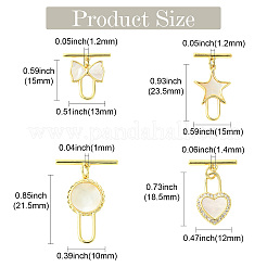 4 шт. 4-х стилевые латунные застежки-тоглы&nbsp;KK-CJ0003-53