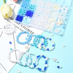 Наборы для изготовления браслетов из круглых бусин из акрила и АБС-пластика с имитацией жемчуга&nbsp;DIY-FS0007-41