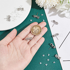 4 пара латунных подвесок с микропаве из кубического циркония с подвесками в виде банта&nbsp;KK-BC0013-71P