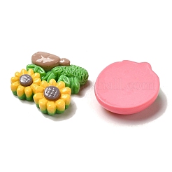 Cabochons décodés en résine opaque tournesol/lapin/fraise&nbsp;CRES-B019-08