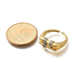 Латунные кольца из манжеты с прозрачным цирконием&nbsp;RJEW-U035-05GP