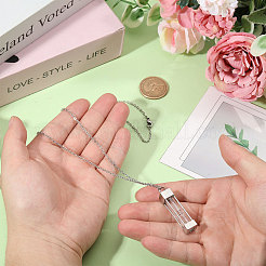 1 шт. стеклянные песочные часы прямоугольник памятная урна для праха питомца подвеска ожерелье&nbsp;NJEW-CA0001-27P