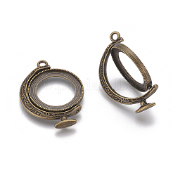 Сеттинги кулон кабошон с возможностью поворота сплава&nbsp;LS-PALLOY-WH0067-01AB