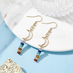 2 par de pendientes colgantes de acero inoxidable 304 con 2 estilos de luna y estrella&nbsp;EJEW-JE05673