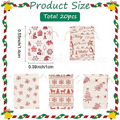 20 stücke 5 arten weihnachten thema baumwolle stoff tuch kordelzug taschen&nbsp;ABAG-YW0001-17