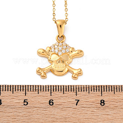 Collares colgantes de calavera con rhinestone de cristal de acero inoxidable 304&nbsp;NJEW-Z057-03B-G