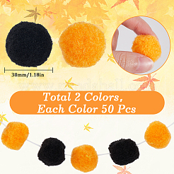100 Stück 2 Farben Halloween DIY Puppe Handwerk Pom Pom Garn Pom Pom Bälle&nbsp;AJEW-SC0003-18