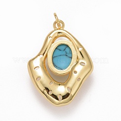 Латуни синтетические бирюзовые подвески&nbsp;KK-M229-10G